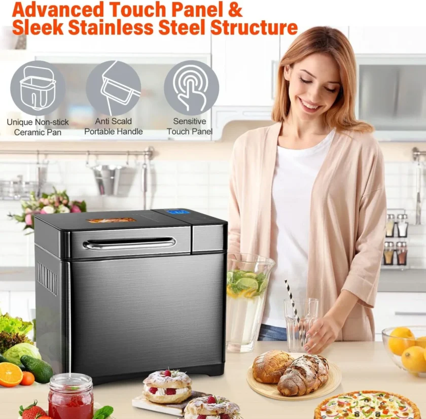 KBS 17-in-1 Stainless Steel Bread Machine with Dual Heaters - Image 3