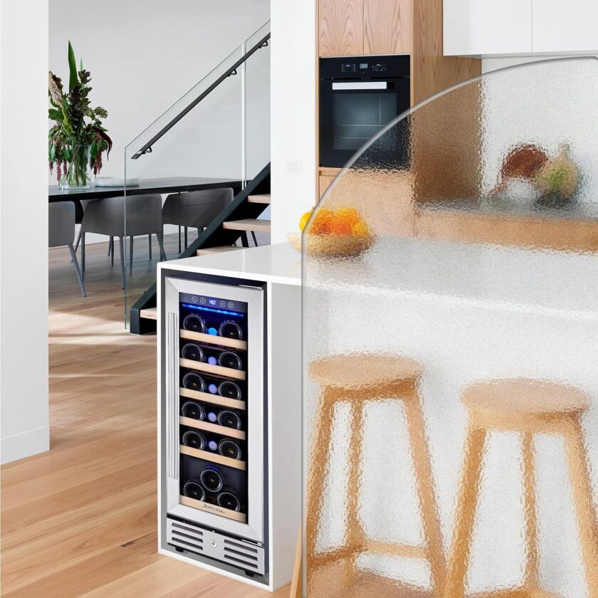 24 inch Wine Cooler, 46 Bottle - Dual Zone Built-in or Freestanding Fridge with Stainless Steel Reversible Glass Door, for Home, Kitchen, or Office. - Image 30