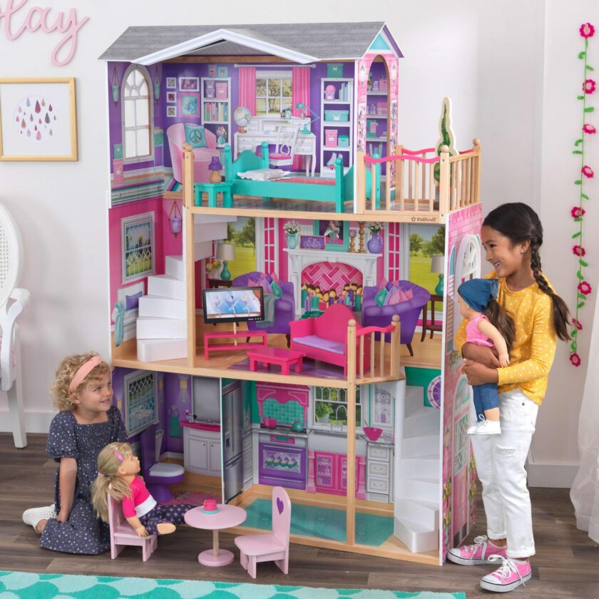 KidKraft 18-inch Wooden Dollhouse Manor, over 5?Tall with 12 Pieces, Assembly Required - Image 4