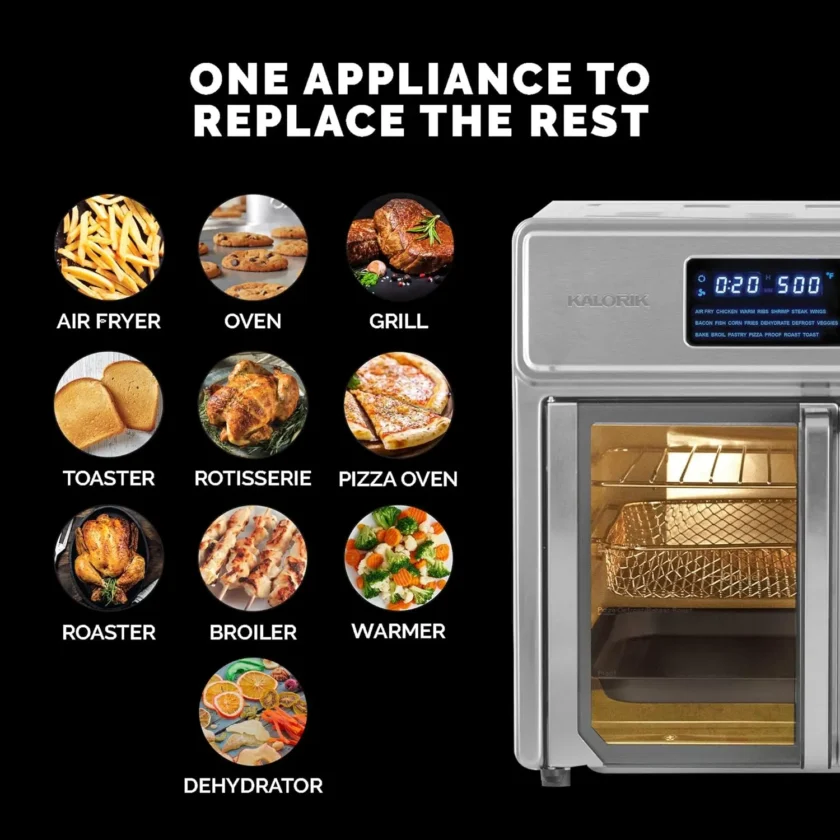 Kalorik MAXX® Digital Air Fryer Oven, 26 Quart, 10-in-1 Countertop Toaster Oven & Air Fryer Combo-21 Presets up to 500 degrees, Includes 9 Accessories & Cookbook - Image 5