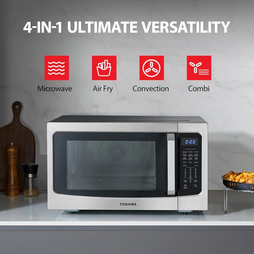 TOSHIBA 4-in-1 ML-EC42P(SS) Countertop Microwave Oven, Smart Sensor, Convection, Air Fryer Combo, Mute Function, Position Memory 13.6" Turntable, 1.5 Cu Ft, 1000W, Silver - Image 29