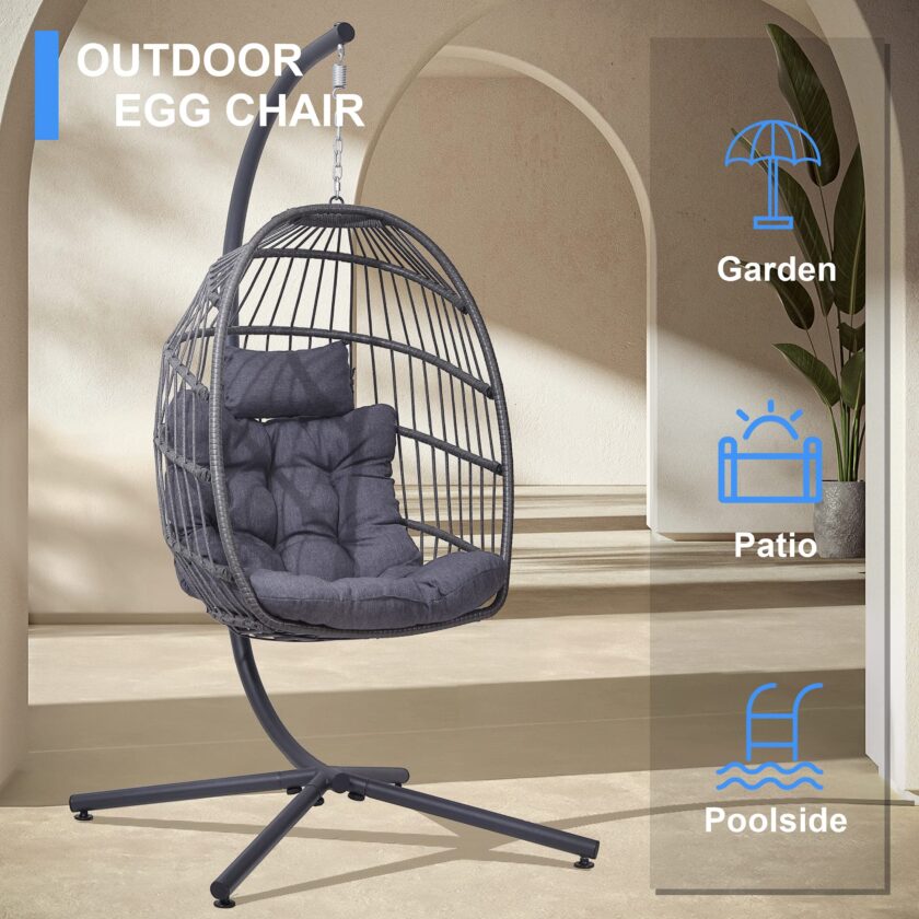 LEYCAY Egg Chair with Stand, Hanging Egg Swing Hammock Chair - Image 7