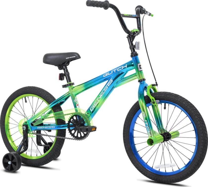 Genesis 18 Glitch Boy’s BMX Bike, Blue/Green - Image 2