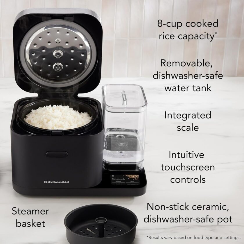 KitchenAid Grain and Rice Cooker 8 Cup with Integrated Scale and Delayed Cook, KGC3155BM - Image 6