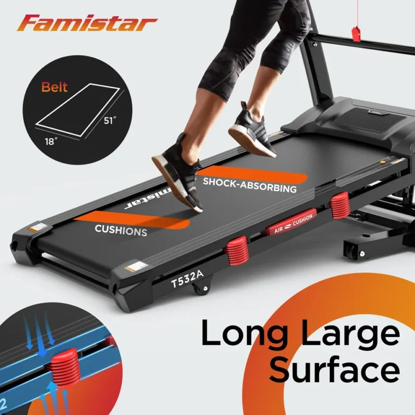 Famistar Folding Treadmill for Home with 15 Levels Auto Incline, 300LB Capcity, 10MPH Fast Speed Controls - Image 9