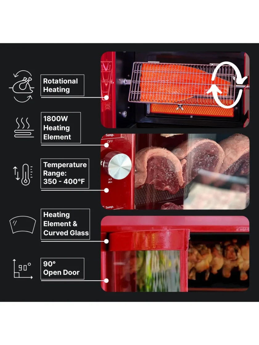 Brazilian Flame Churrasco® Gas Rotisserie Oven Grill Roaster with Auto Rotating Skewers for Rotisserie Chicken, Brazilian Style BBQ and Churrasco, Shawarma Machine, Propane Grill - 2024 Series - Image 6