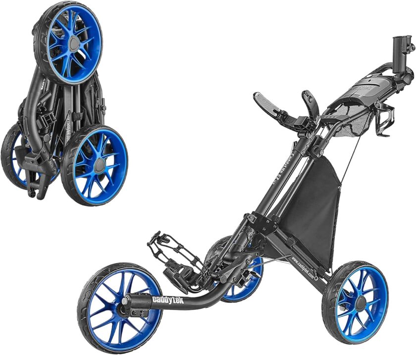 3Wheel Golf Push Cart - Golf Trolley Foldable Collapsible Lightweight Pushcart with Foot Brake - Easy to Open & Close - Image 6