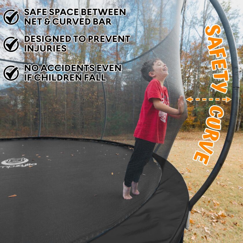 JUMPZYLLA 8FT Trampoline Outdoor with Enclosure for Kids - Image 6