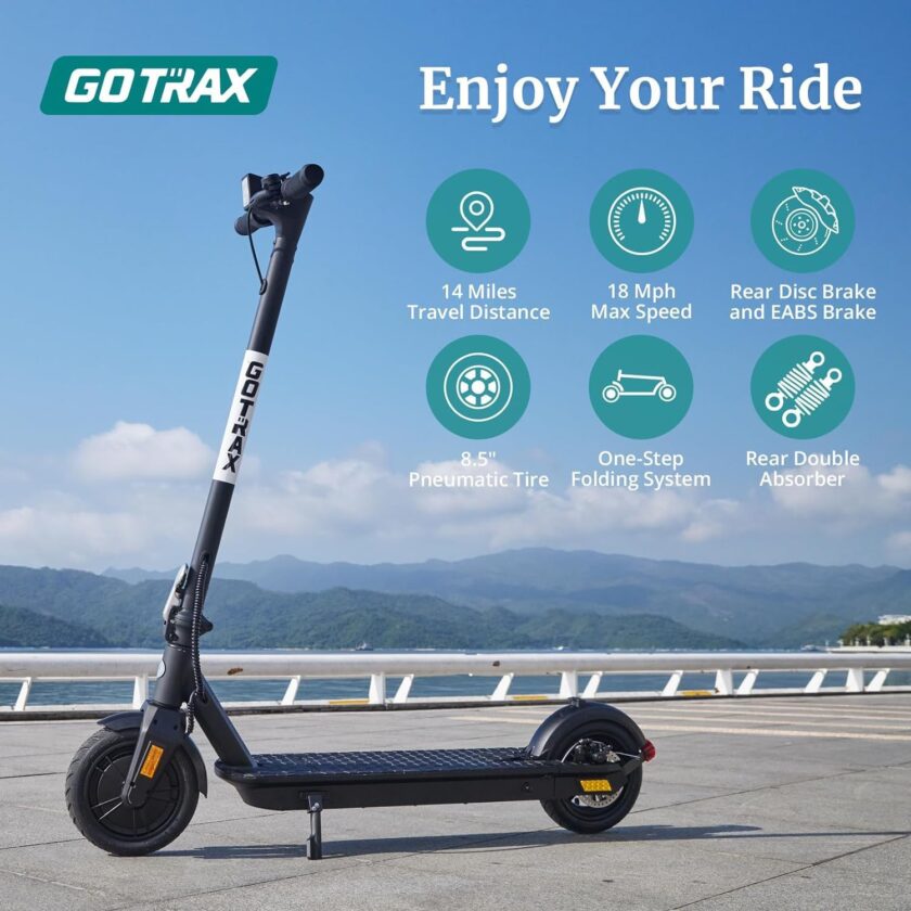 Adult Electric Scooter, 8.5 Inch Pneumatic Tires, Max Range 14/18 Miles, Max Speed 15.5/18 MPH, Powered by 300 Watt Motor, with Cruise Control Adult Folding Electric Scooter - Image 3