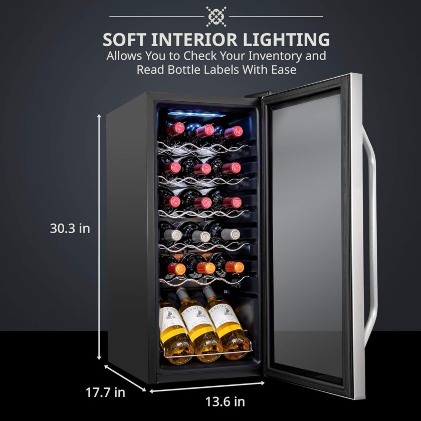 18 Bottle Compressor Wine Cooler Refrigerator w/Lock, Large Freestanding Wine Cellar For Red, White, Champagne or Sparkling Wine, 41f-64f Digital Temperature Control Fridge Glass Door Black - Image 5