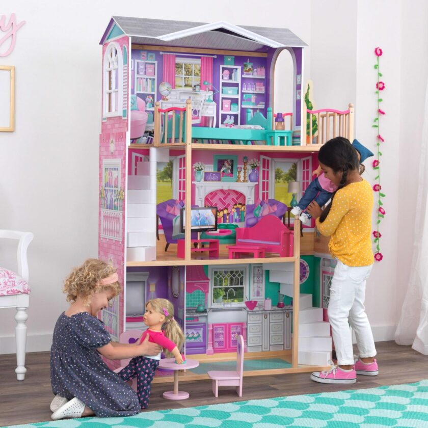 KidKraft 18-inch Wooden Dollhouse Manor, over 5?Tall with 12 Pieces, Assembly Required - Image 2