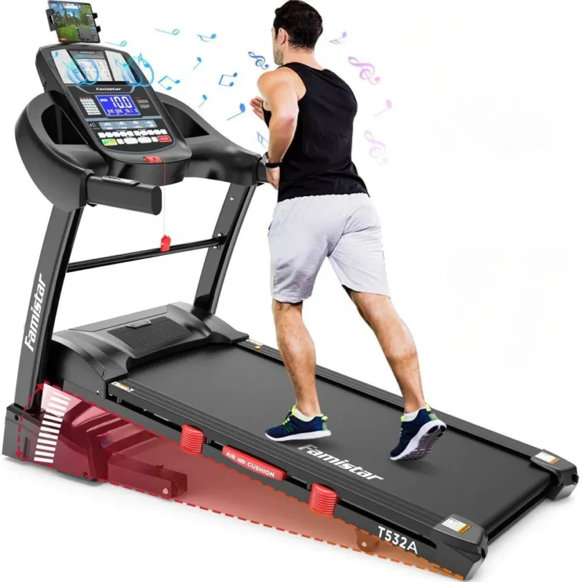 Famistar Folding Treadmill for Home with 15 Levels Auto Incline, 300LB Capcity, 10MPH Fast Speed Controls