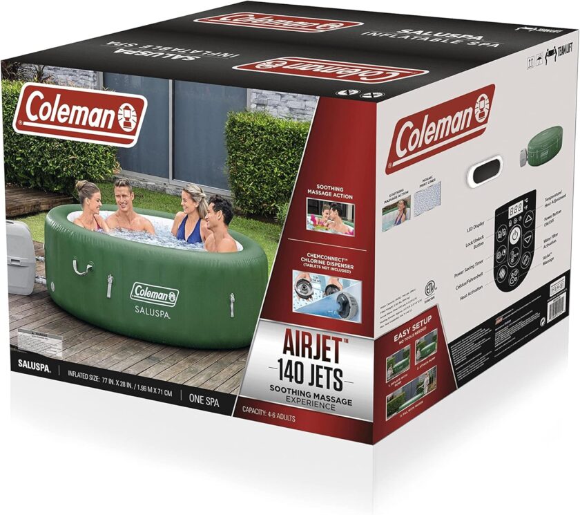 Inflatable Hot Tub Spa | Portable Hot Tub with Heated Water System and 140 Bubble Jets | Fits Up to 4 People - Image 13