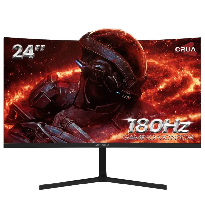 CRUA 24" 180Hz Curved Gaming Monitor - FHD 1080P Frameless Computer Monitor, AMD Freesync, Low Motion Blur,Dp&Hdmi Port, Black