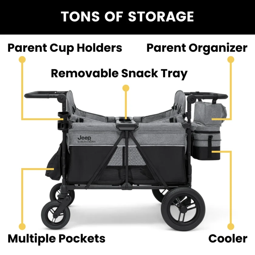 Jeep Wrangler Deluxe 4 Seater Stroller Wagon by Delta Children - Image 10