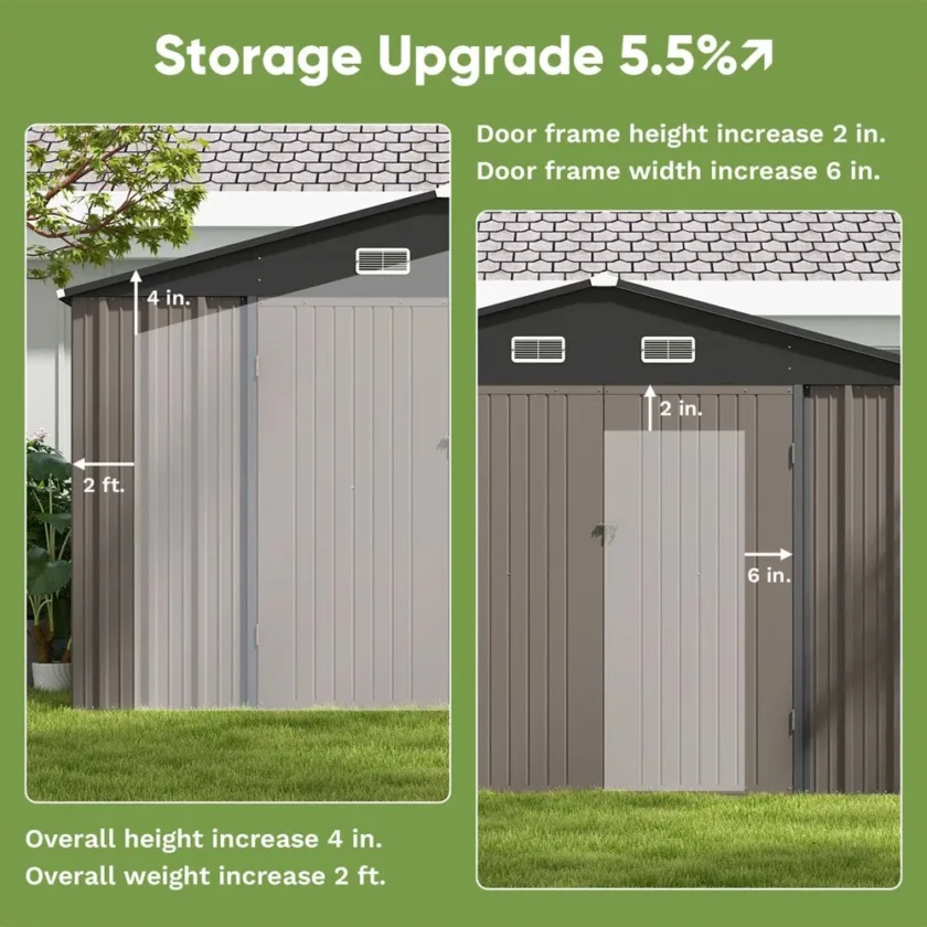 Patiowell 10 x 10 ft Outdoor Storage Metal Shed with Sloping Roof and Double Lockable Door - Image 3