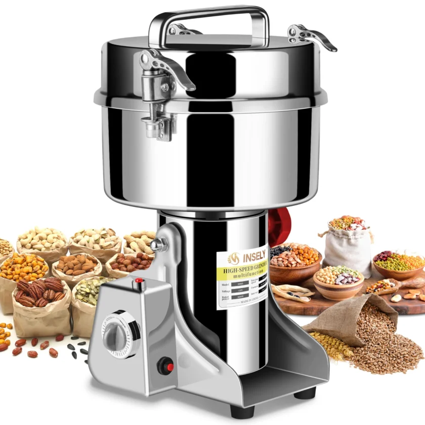 INSELY Stainless Steel 2000g High Speed Food Grain Mill Grinder