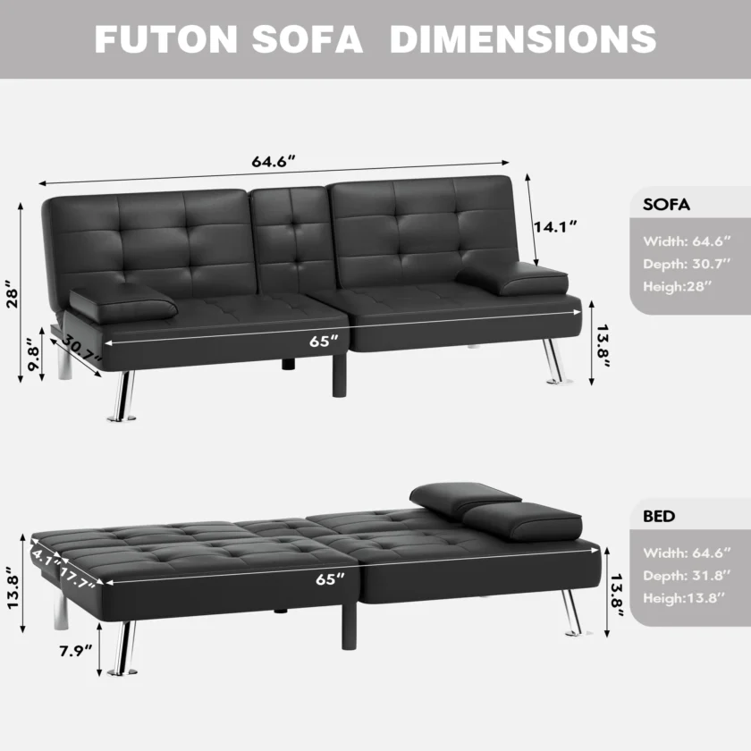 JUMMICO Modern Convertible Folding Futon Sofa Bed - Image 5