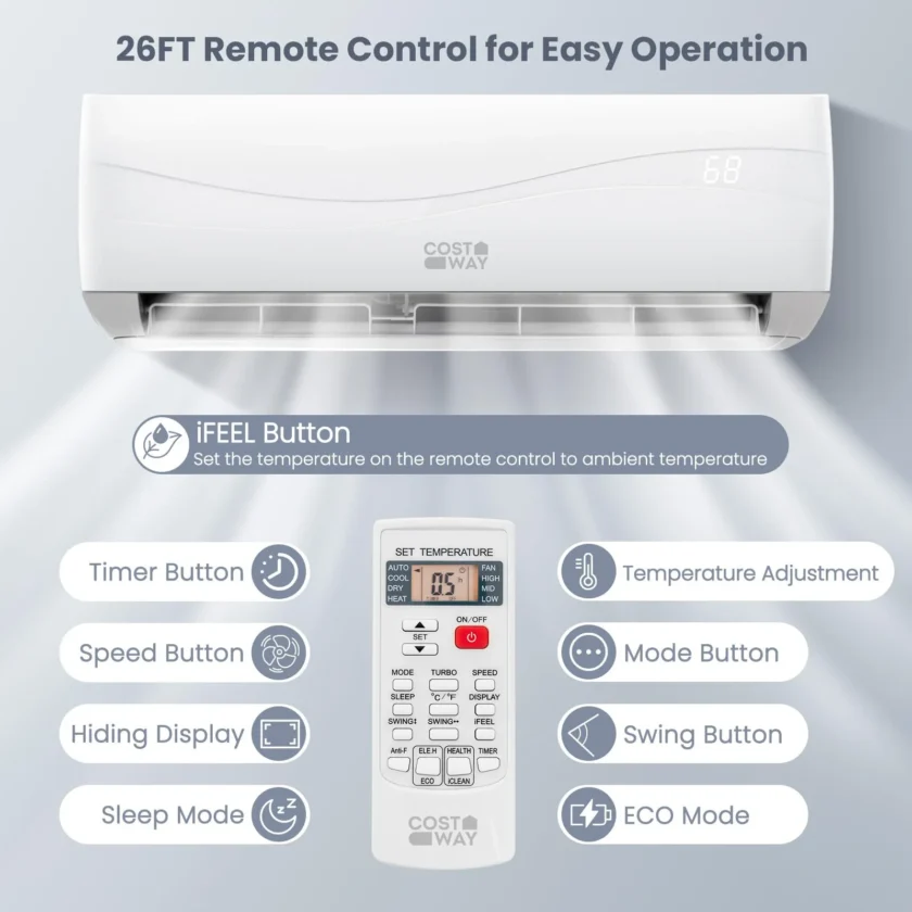 COSTWAY 12000BTU Mini Split Air Conditioner& Heater - Image 5