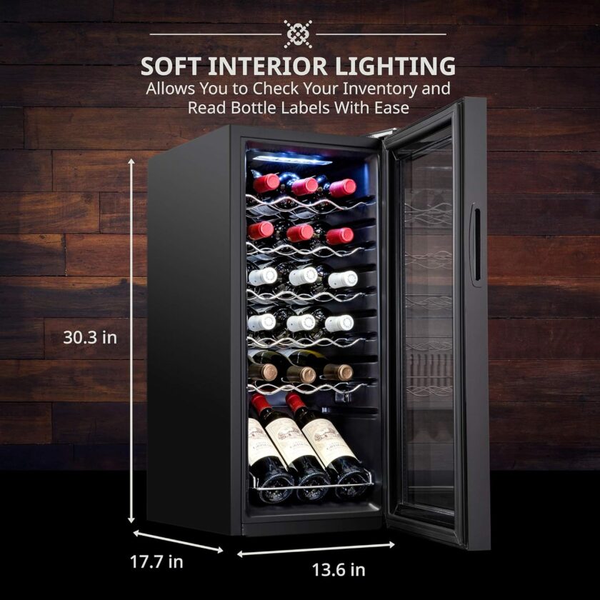 18 Bottle Compressor Wine Cooler Refrigerator w/Lock, Large Freestanding Wine Cellar For Red, White, Champagne or Sparkling Wine, 41f-64f Digital Temperature Control Fridge Glass Door Black - Image 12