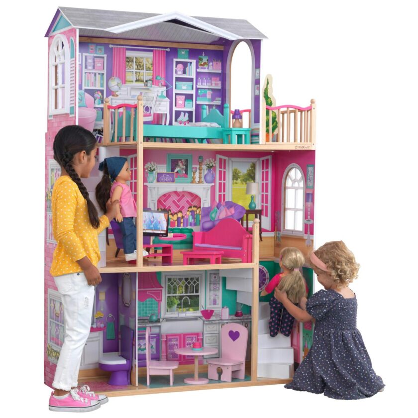 KidKraft 18-inch Wooden Dollhouse Manor, over 5?Tall with 12 Pieces, Assembly Required