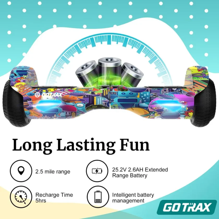 GOTRAX Edge Hoverboard for Kids Adults, 6.5" Tires 6.2Mph & 2.5 Miles Self Balancing Scooter - Image 9