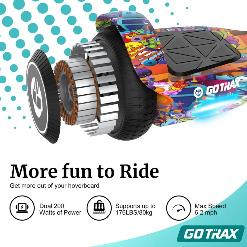 GOTRAX Edge Hoverboard for Kids Adults, 6.5" Tires 6.2Mph & 2.5 Miles Self Balancing Scooter - Image 8