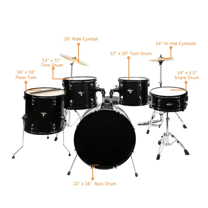 Ktaxon 5-Piece Adult Drum Set, 22 Inch Full-Size Drums Kit - Image 6