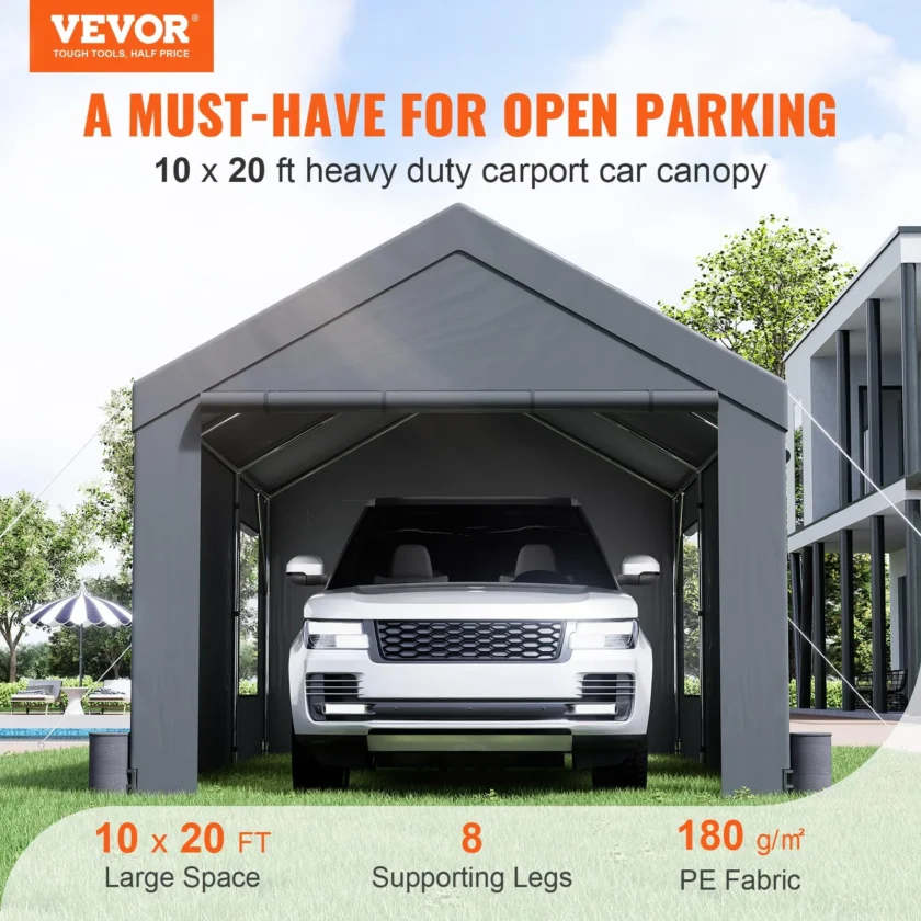 VEVOR Carport 10x20ft, Car Canopy Portable Garage - Image 9