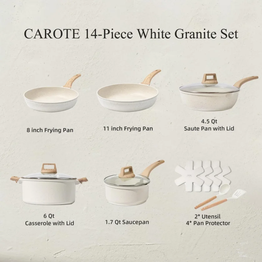 CAROTE 14 Pcs Pots and Pans Set, Nonstick Cookware Set - Image 6