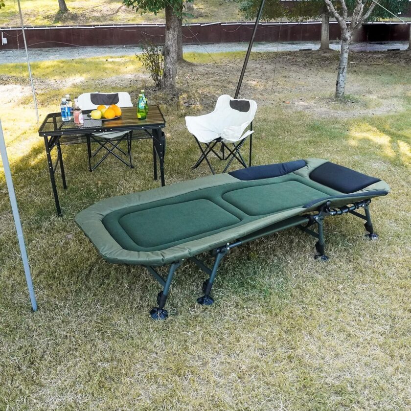 Camping Cots for Adults 330Lbs with Carry Bag, Heavy Duty Folding Bed with Soft Padded Cushion, Portable Military Cot for Hunting, 180° Adjustable Reclining Outdoor Lounger - Image 18