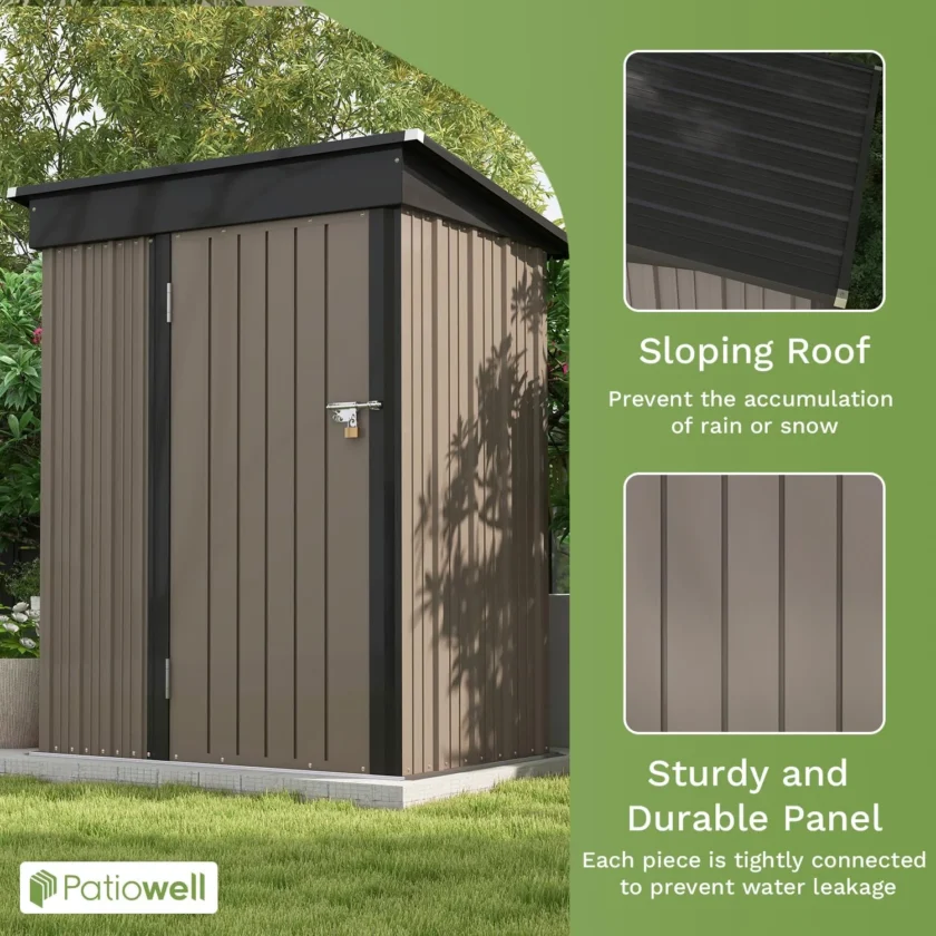 Patiowell 5x3 FT Outdoor Storage Shed for Backyard Garden Patio Lawn - Image 4