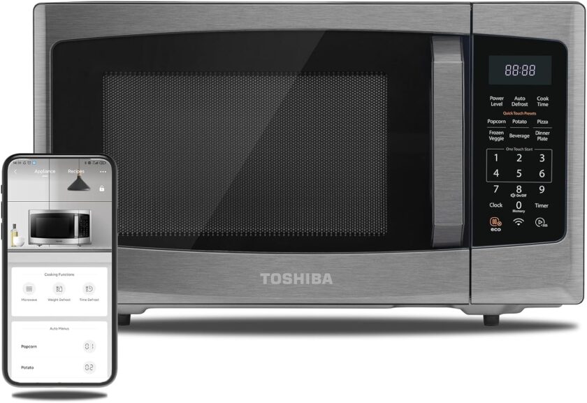 TOSHIBA 4-in-1 ML-EC42P(SS) Countertop Microwave Oven, Smart Sensor, Convection, Air Fryer Combo, Mute Function, Position Memory 13.6" Turntable, 1.5 Cu Ft, 1000W, Silver - Image 4