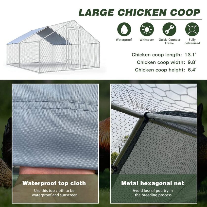 Large Metal Chicken Coop Walk-in Poultry Cage - Image 5