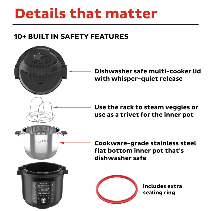 Instant Pot Pro 8 QT 10-in-1 Pressure Cooker, Rice/Grain Cooker - Image 6