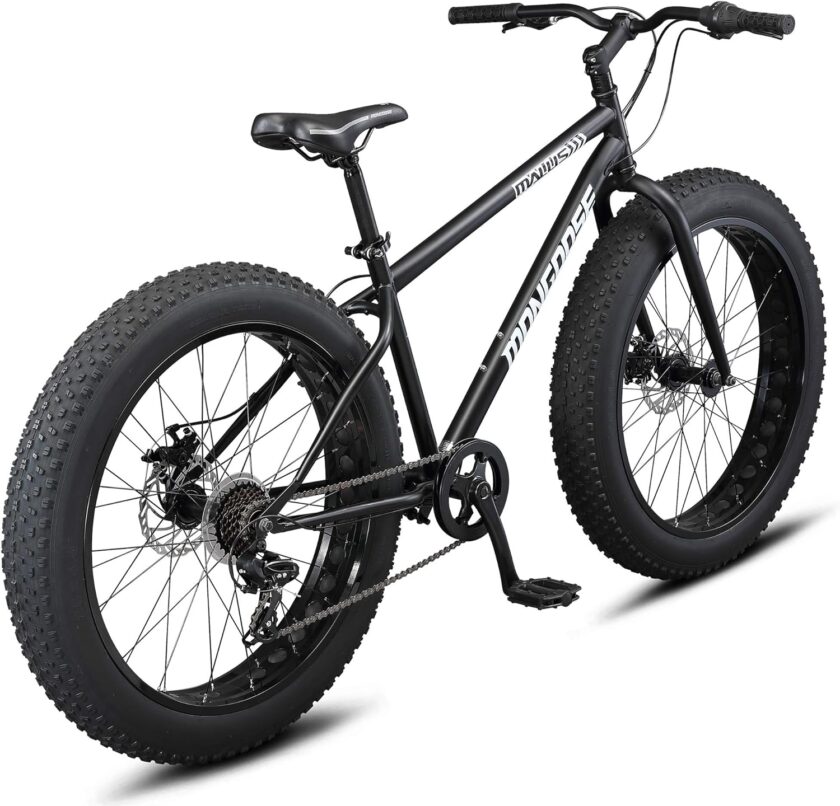 Mongoose Malus Mens and Women Fat Tire Mountain Bike, 26-Inch Bicycle Wheels, 4-Inch Wide Knobby Tires, Steel Frame, 7 Speed Drivetrain, Shimano Rear Derailleur, Disc Brakes - Image 22