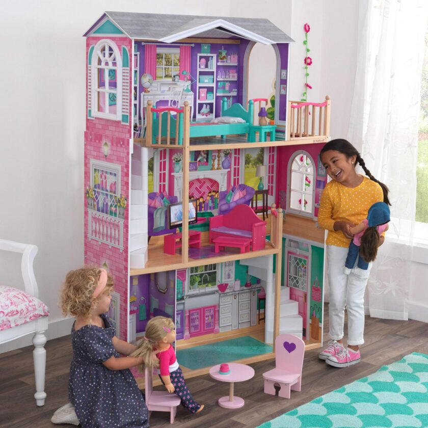 KidKraft 18-inch Wooden Dollhouse Manor, over 5?Tall with 12 Pieces, Assembly Required - Image 3