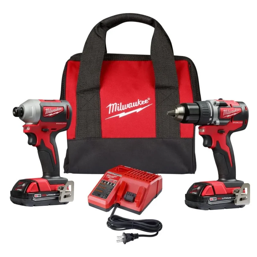 M18 18V Lithium-Ion Brushless Cordless Compact Drill/Impact Combo Kit (2-Tool) W/ (2) 2.0Ah Batteries, Charger & Bag 2892-22CT