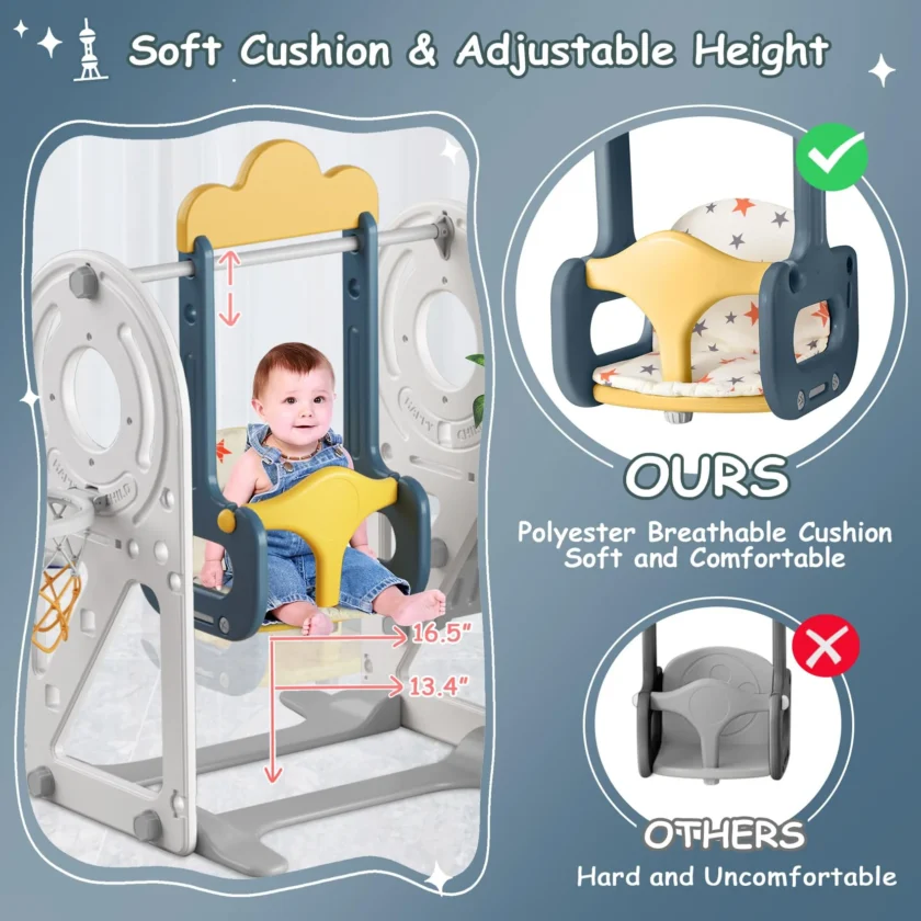 BIERUM 5 in 1 Toddler Slide and Swing Set for Toddlers Age 1-3 - Image 4