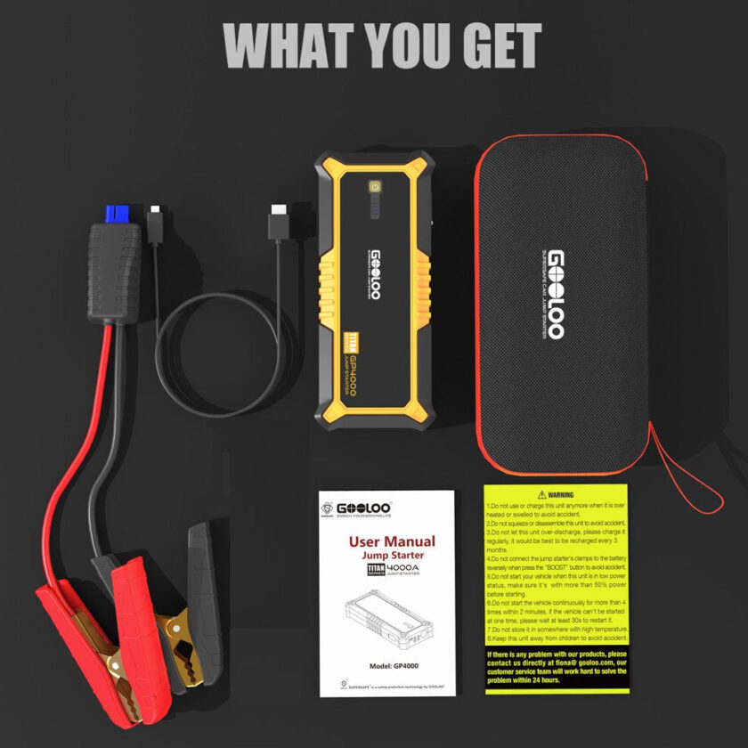 GOOLOO Car Jump Starter, 4000A Peak 12V Portable Jumper Pack for All Gas and up to 10.0L Diesel Engine - Image 2