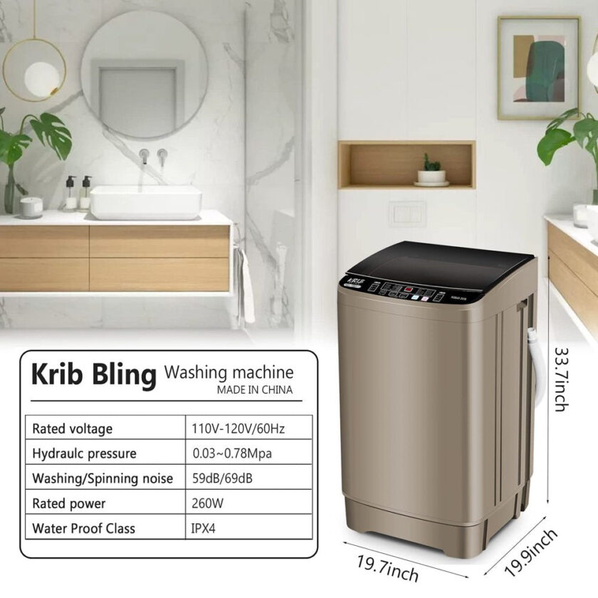 Portable Washing Machine, 17.7 Lbs Large Capacity Full Automatic Washing Machine - Image 6