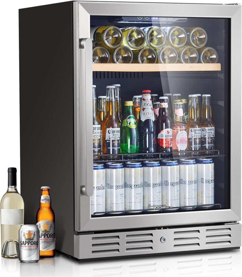 24 inch Wine Cooler, 46 Bottle - Dual Zone Built-in or Freestanding Fridge with Stainless Steel Reversible Glass Door, for Home, Kitchen, or Office. - Image 9