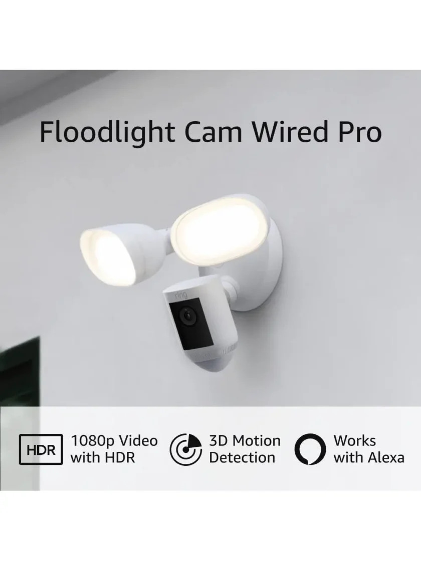 Ring Floodlight Cam Wired Pro with Bird’s Eye View and 3D Motion Detection, White - Image 3