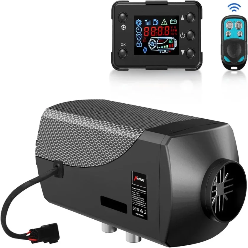 Hcalory Diesel Air Heater, 12V 5KW-8KW Parking Heater with LCD Switch & Remote Control & Muffler for Motorhome Boat RV Trucks Car Bus Trailer, Black