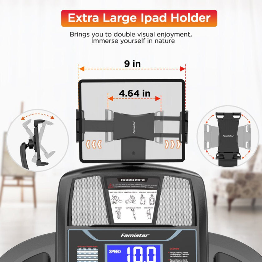 Famistar Folding Treadmill for Home with 15 Levels Auto Incline, 300LB Capcity, 10MPH Fast Speed Controls - Image 6