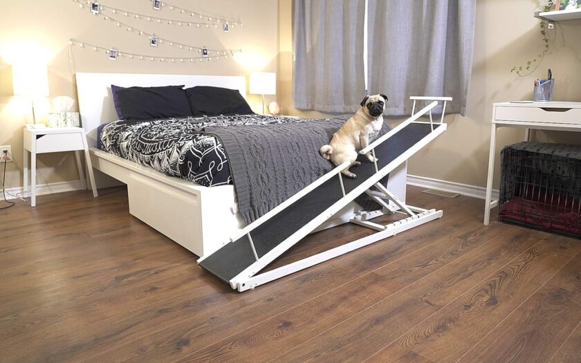 Dog Ramp for Beds - Adjustable up to 37" High Beds with Low Incline, Safety Rails & Anti-Slip Grip, for Small Dogs up to 50lbs - Solid Hardwood, Made in North America - Image 9