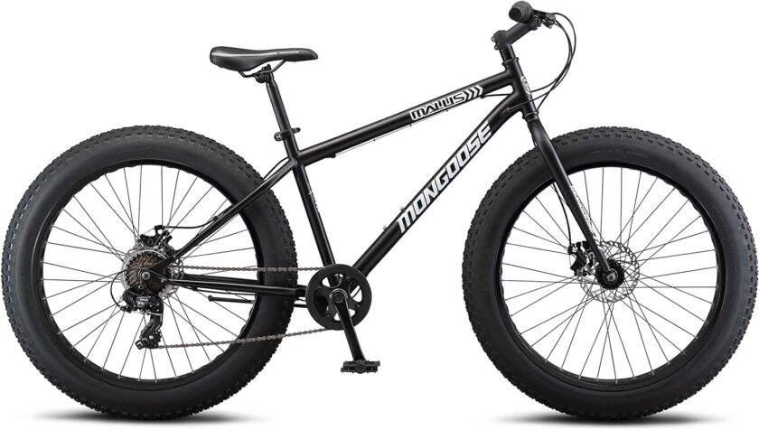 Mongoose Malus Mens and Women Fat Tire Mountain Bike, 26-Inch Bicycle Wheels, 4-Inch Wide Knobby Tires, Steel Frame, 7 Speed Drivetrain, Shimano Rear Derailleur, Disc Brakes - Image 26