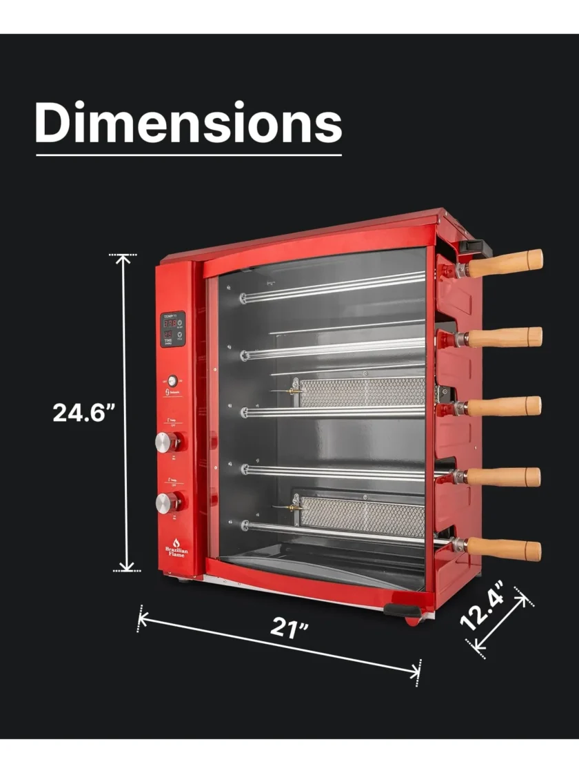 Brazilian Flame Churrasco® Gas Rotisserie Oven Grill Roaster with Auto Rotating Skewers for Rotisserie Chicken, Brazilian Style BBQ and Churrasco, Shawarma Machine, Propane Grill - 2024 Series - Image 7