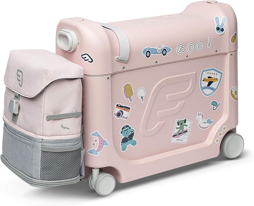 JetKids by Stokke Travel Bundle - Includes Kid’s Ride-On Suitcase & In-Flight Bed + Crew BackPack - Best for Ages 3-7