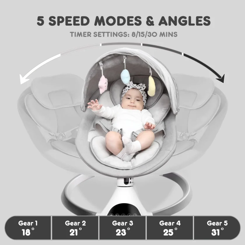 HARPPA Electric Baby Swing for Infants to Toddler with 5 Speed - Image 9